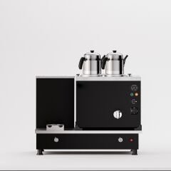 2 Demlikli Elektrostatik Boyalı Gazlı Elektrikli Çay Kazanı / Turbo Model / Hibrit (STFO2)