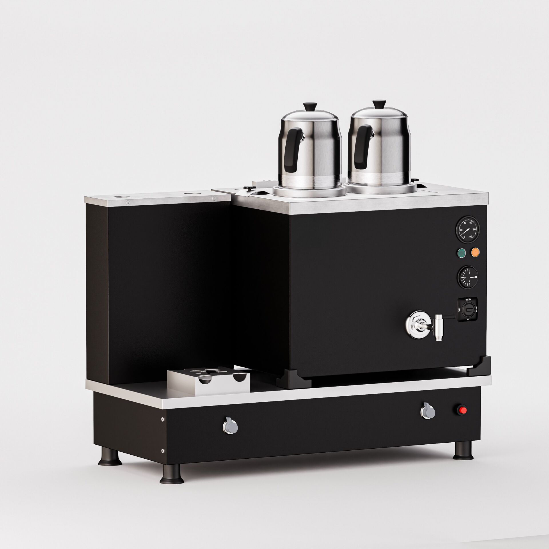 2 Demlikli Elektrostatik Boyalı Gazlı Elektrikli Çay Kazanı / Turbo Model / Hibrit (STFO2)