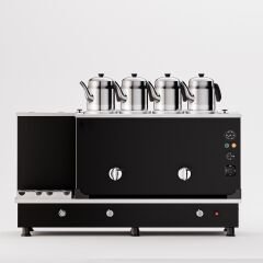 4 Demlikli Elektrostatik Boyalı Gazlı Elektrikli Çay Kazanı / Turbo Model / Hibrit (STFO4)