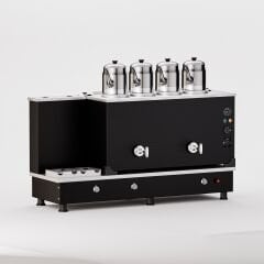 4 Demlikli Elektrostatik Boyalı Gazlı Elektrikli Çay Kazanı / Turbo Model / Hibrit (STFO4)
