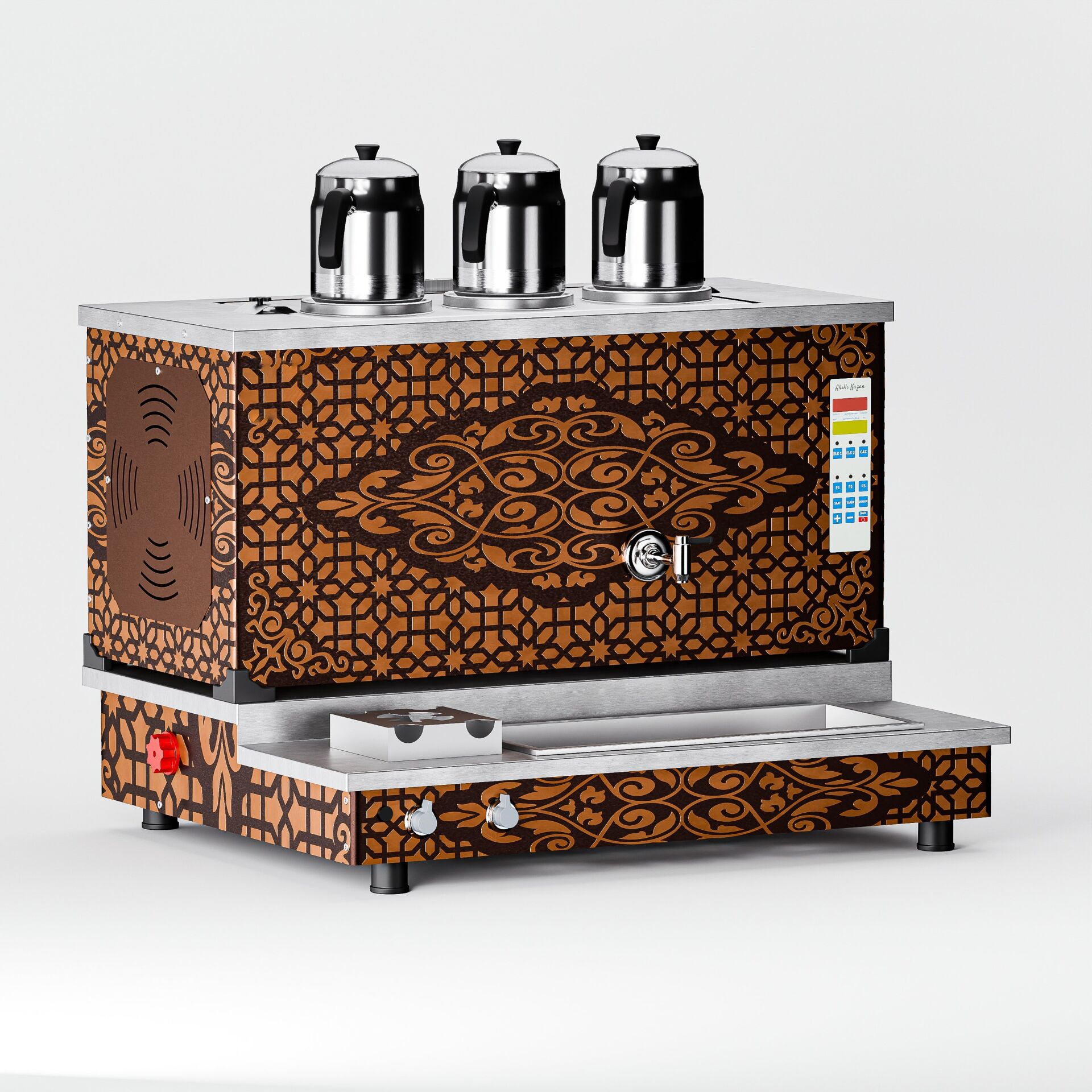 3 Demlikli Bakır Akıllı Çay Kazanı / Plus Model / Smart/ Hibrit (APPO-S3)