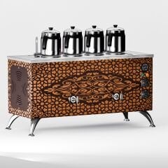 4 Demlikli Bakır Elektrikli Çay Kazanı / Kompakt Model / Elektrikli (APE-4)