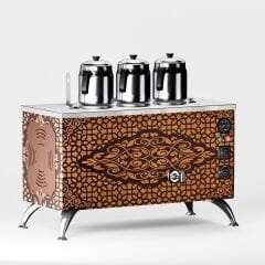 3 Demlikli Bakır Elektrikli Çay Kazanı / Kompakt Model / Elektrikli (APE-3)