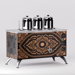 3 Demlikli Bakır Elektrikli Çay Kazanı / Kompakt Model / Elektrikli (APE-3)