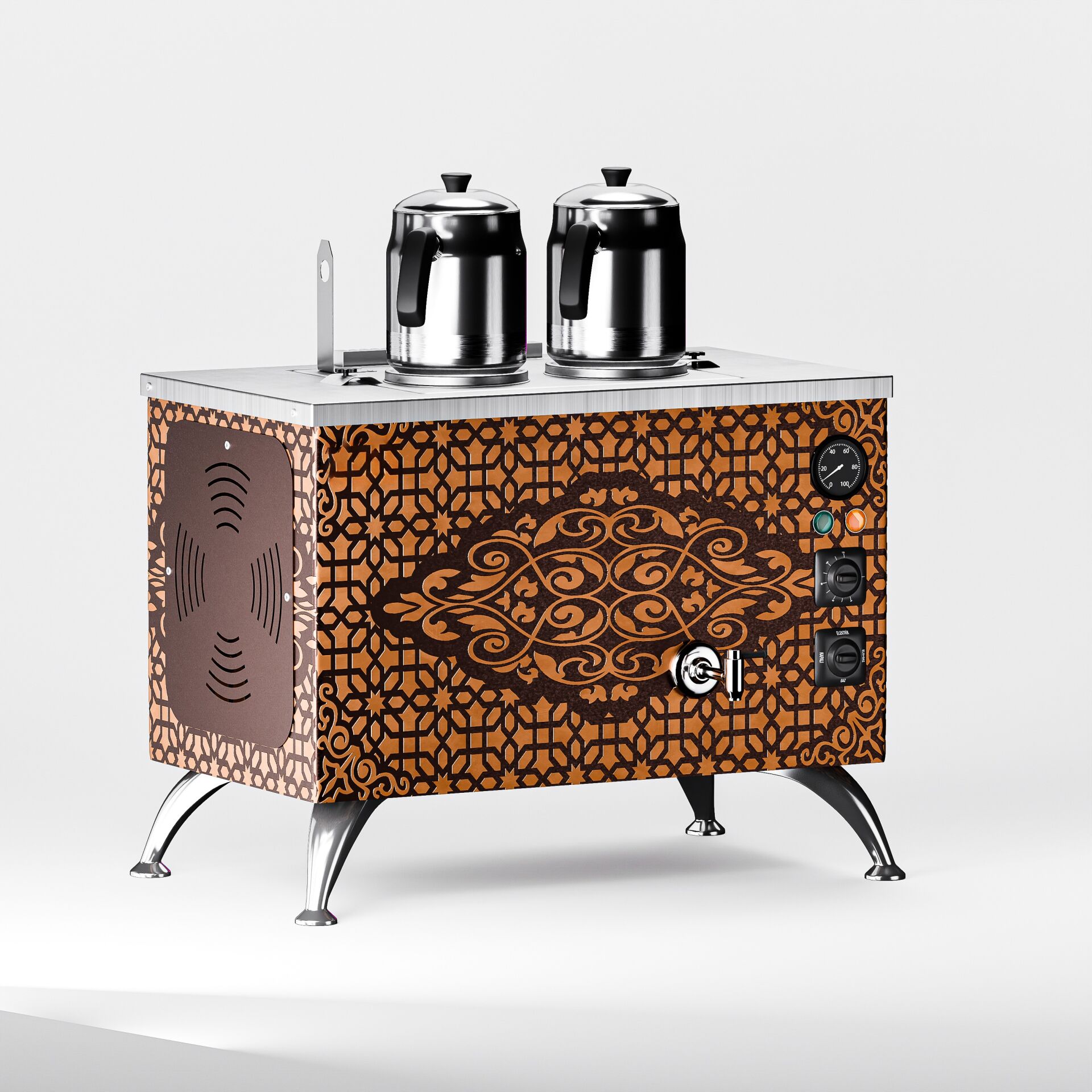 Zentra Bakır Pro Compact Elektrikli Çay Makinesi / Kompakt Tasarım, Profesyonel Kullanım(APE-2)