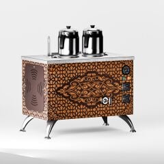 2 Demlikli Bakır Elektrikli Çay Kazanı / Kompakt Model / Elektrikli (APE-2)
