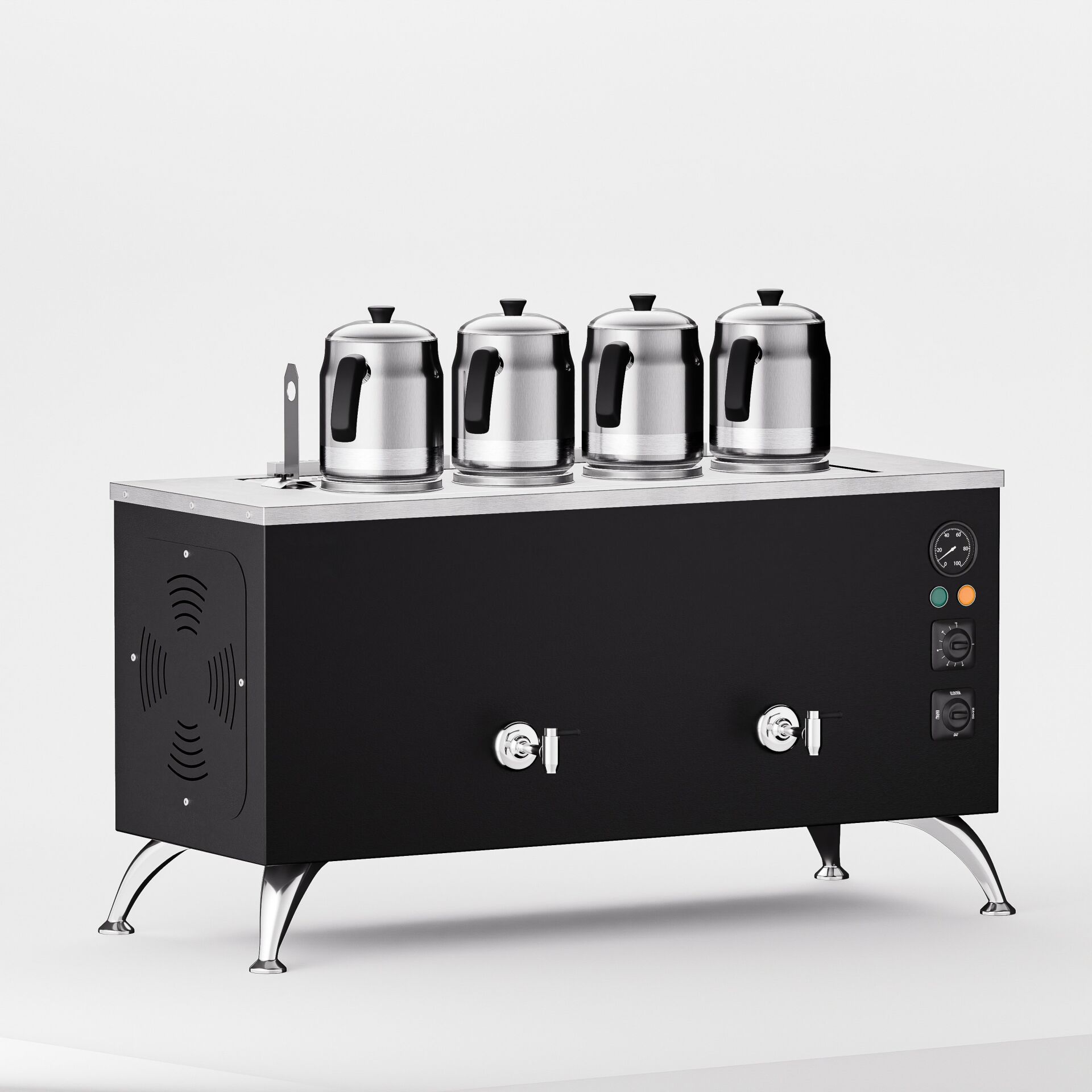 4 Demlikli Elektrostatik Boyalı Elektrikli Çay Kazanı / Kompakt Model / Elektrikli (BPE-4)