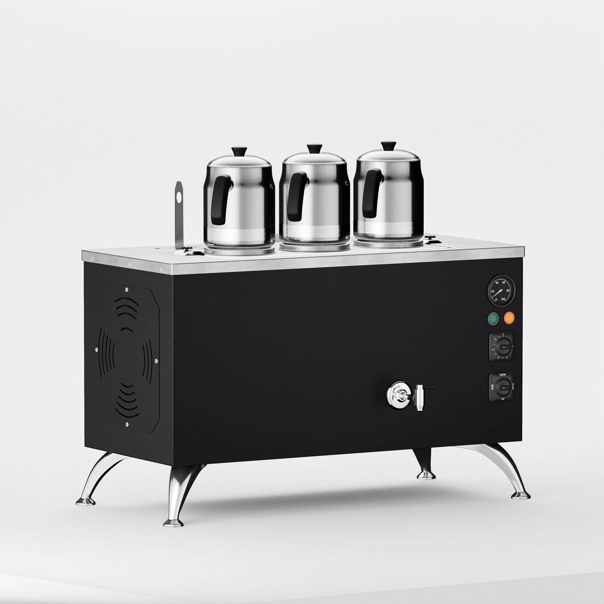 3 Demlikli Elektrostatik Boyalı Elektrikli Çay Kazanı / Kompakt Model / Elektrikli (BPE-3)