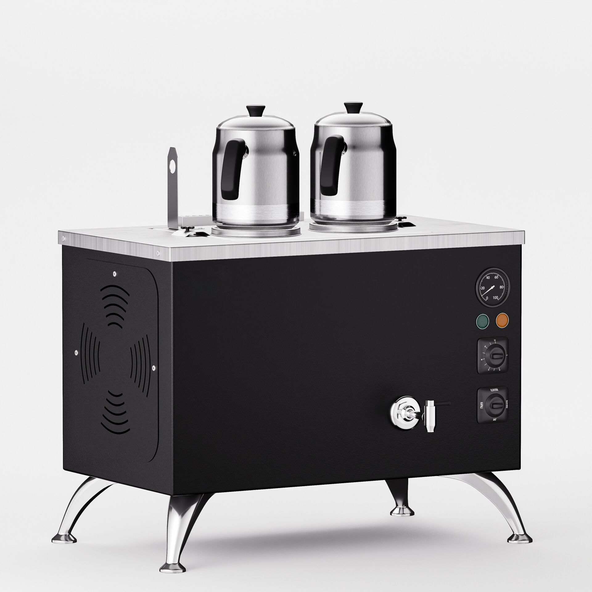 2 Demlikli Elektrostatik Boyalı Elektrikli Çay Kazanı / Kompakt Model / Elektrikli (BPE-2)