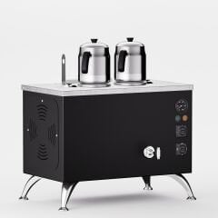 2 Demlikli Elektrostatik Boyalı Elektrikli Çay Kazanı / Kompakt Model / Elektrikli (BPE-2)