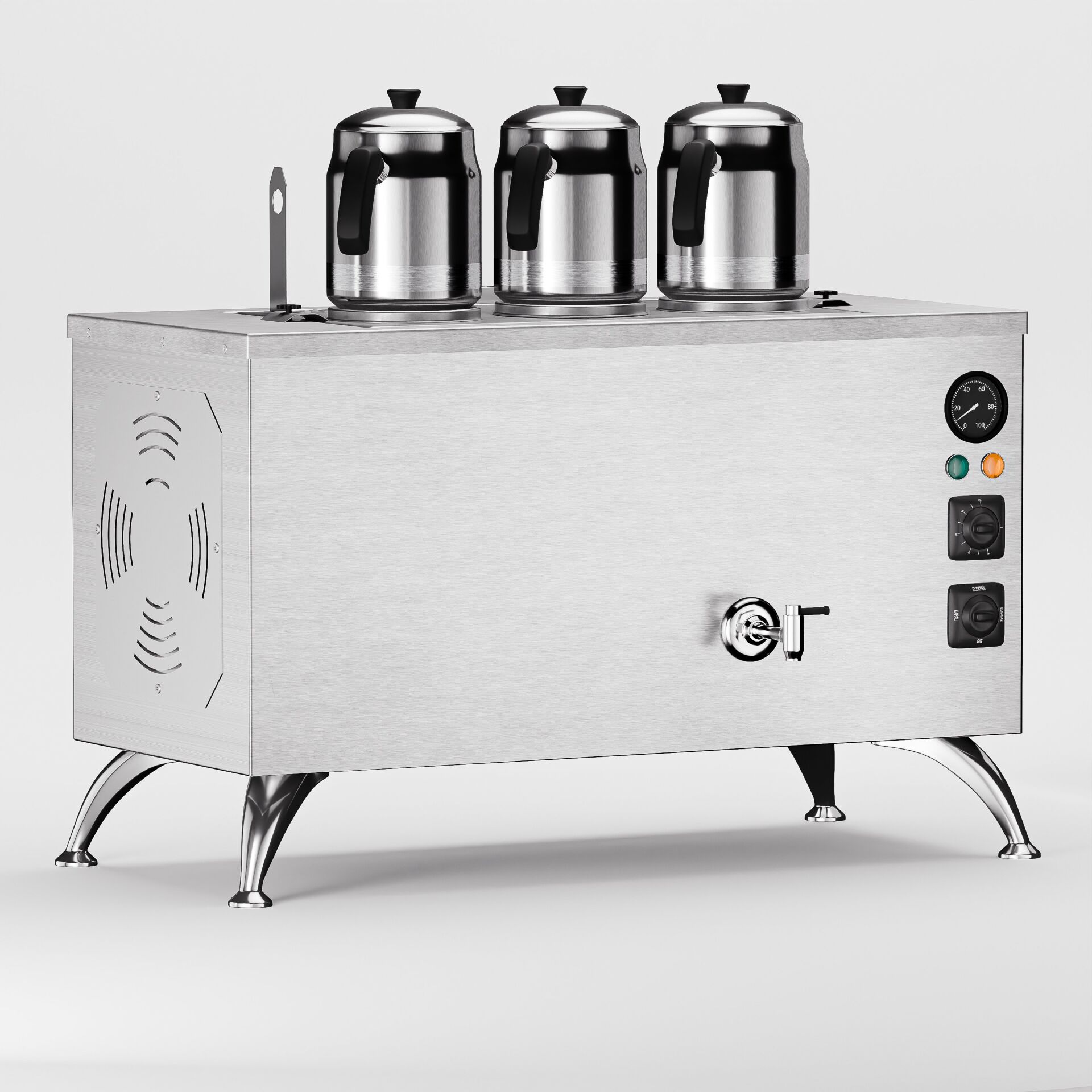 3 Demlikli Elektrikli Paslanmaz Çay Kazanı / Kompakt Model / Elektrikli (İPE-3)