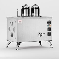 2 Demlikli Elektrikli Paslanmaz Çay Kazanı / Kompakt Model / Elektrikli (İPE-2)