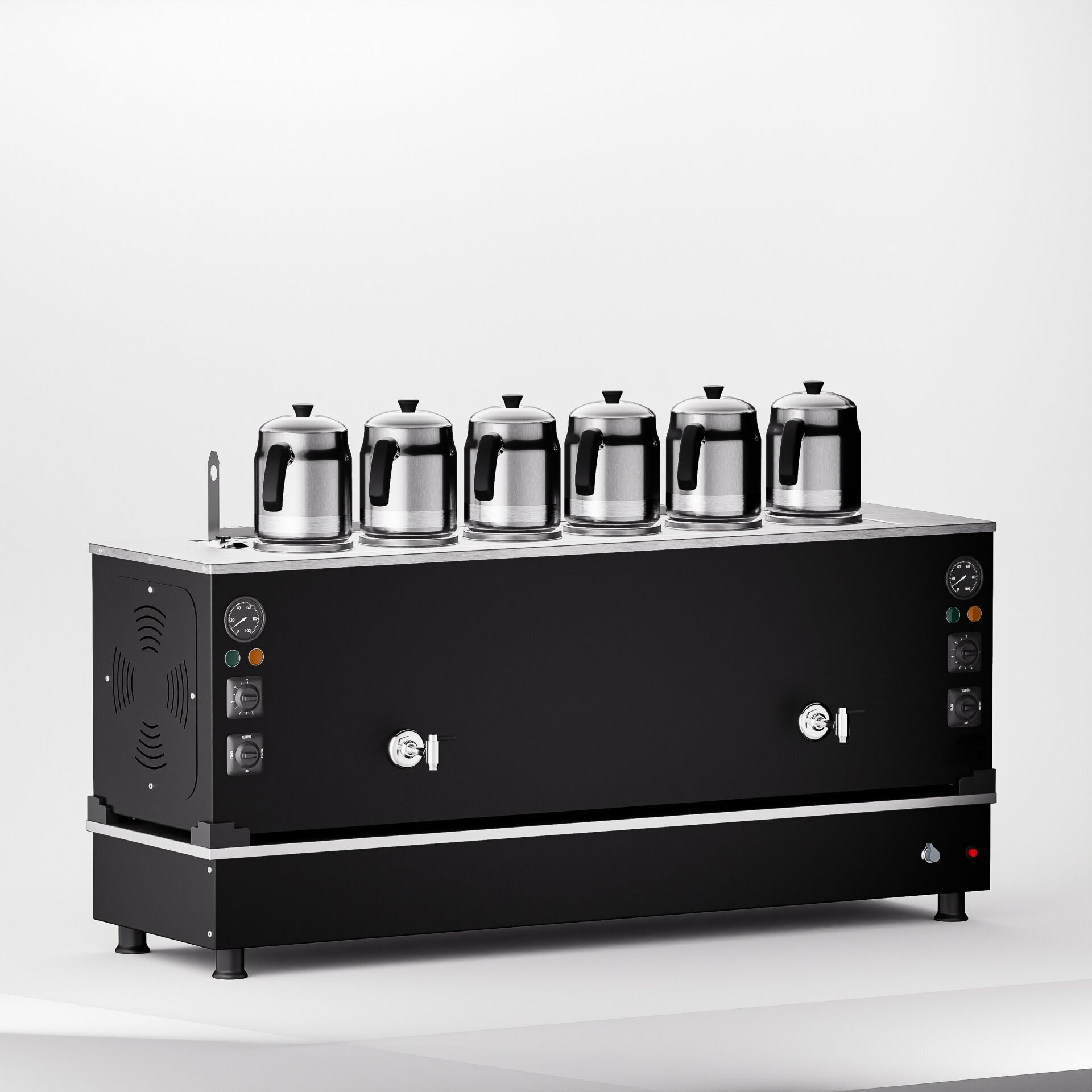 6 Demlikli Elektrostatik Boyalı Gazlı Elektrikli Çay Kazanı / Kompakt Model / Hibrit (BPKO-6)