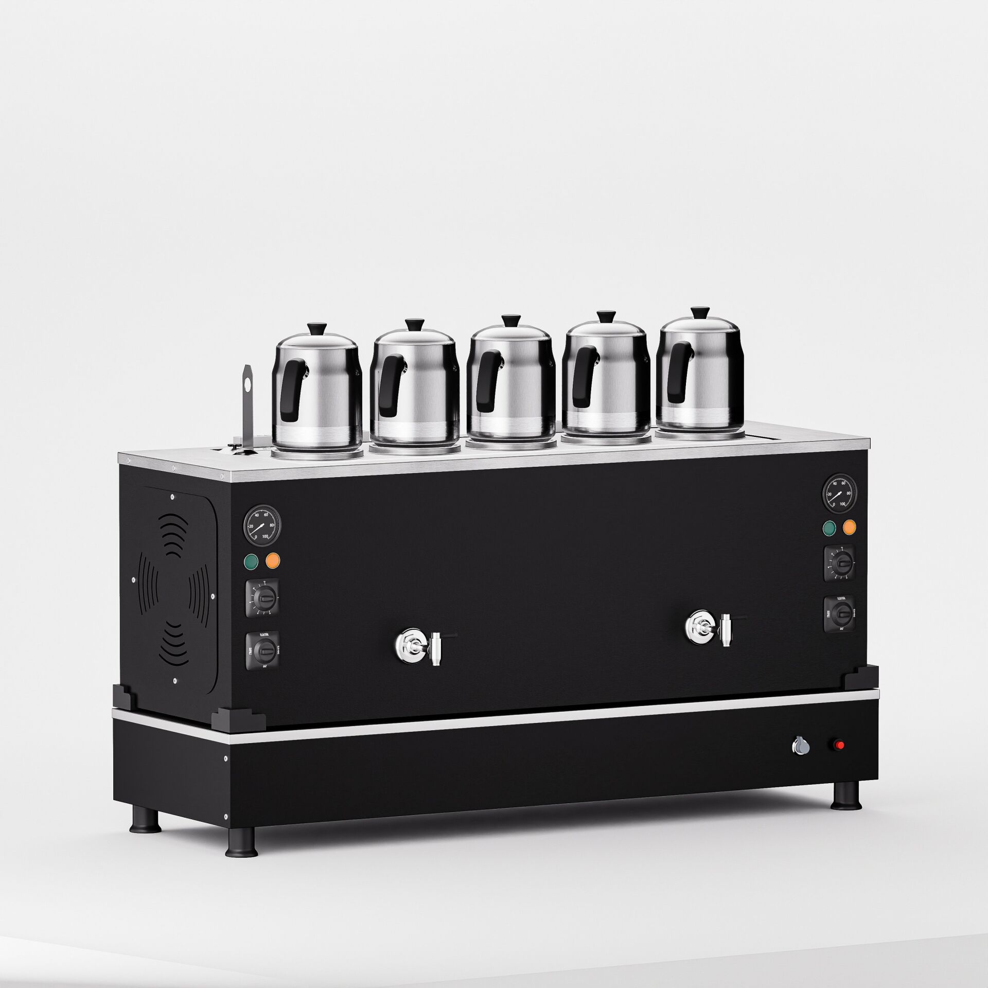 5 Demlikli Elektrostatik Boyalı Gazlı Elektrikli Çay Kazanı / Kompakt Model / Hibrit (BPKO-5)