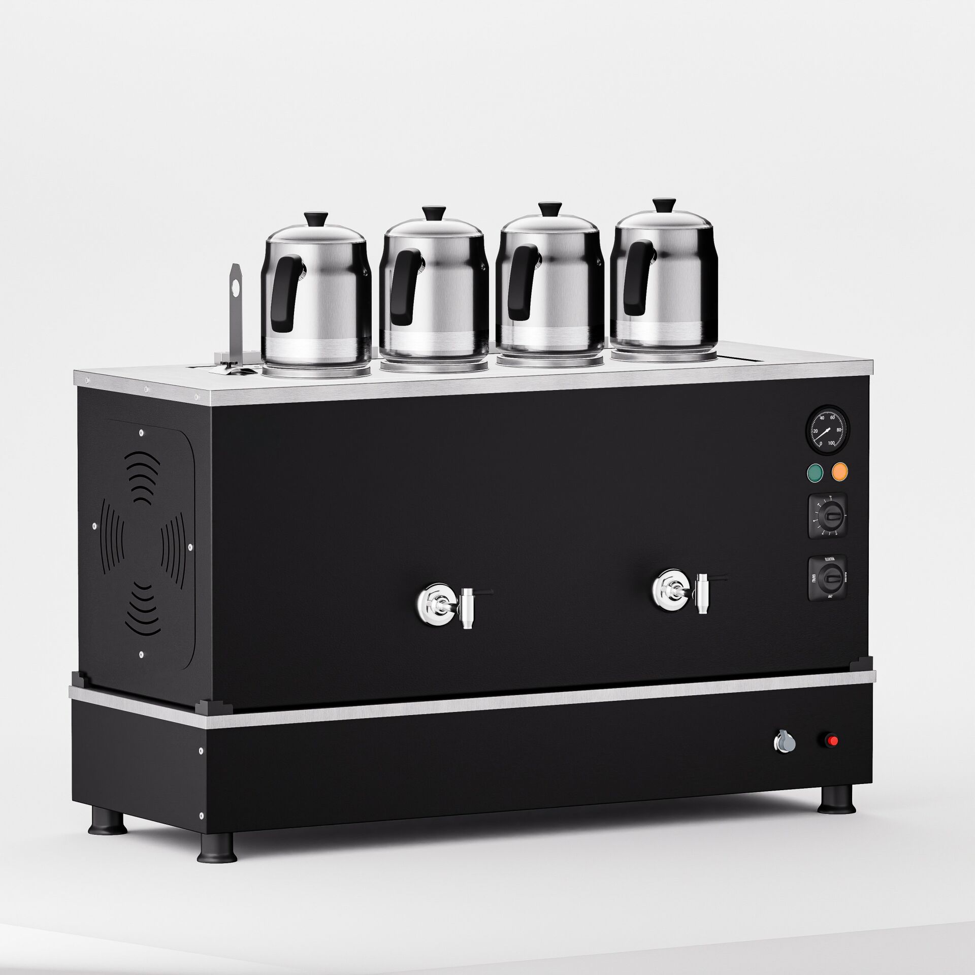 4 Demlikli Elektrostatik Boyalı Gazlı Elektrikli Çay Kazanı / Kompakt Model / Hibrit (BPKO-4)