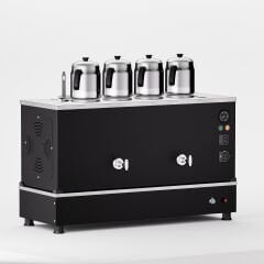 4 Demlikli Elektrostatik Boyalı Gazlı Elektrikli Çay Kazanı / Kompakt Model / Hibrit (BPKO-4)