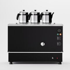 3 Demlikli Elektrostatik Boyalı Gazlı Elektrikli Çay Kazanı / Kompakt Model / Hibrit (BPKO-3)