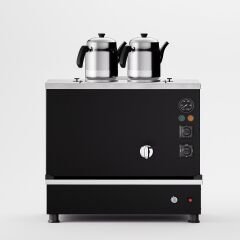 2 Demlikli Elektrostatik Boyalı Gazlı Elektrikli Çay Kazanı / Kompakt Model / Hibrit (BPKO-2)