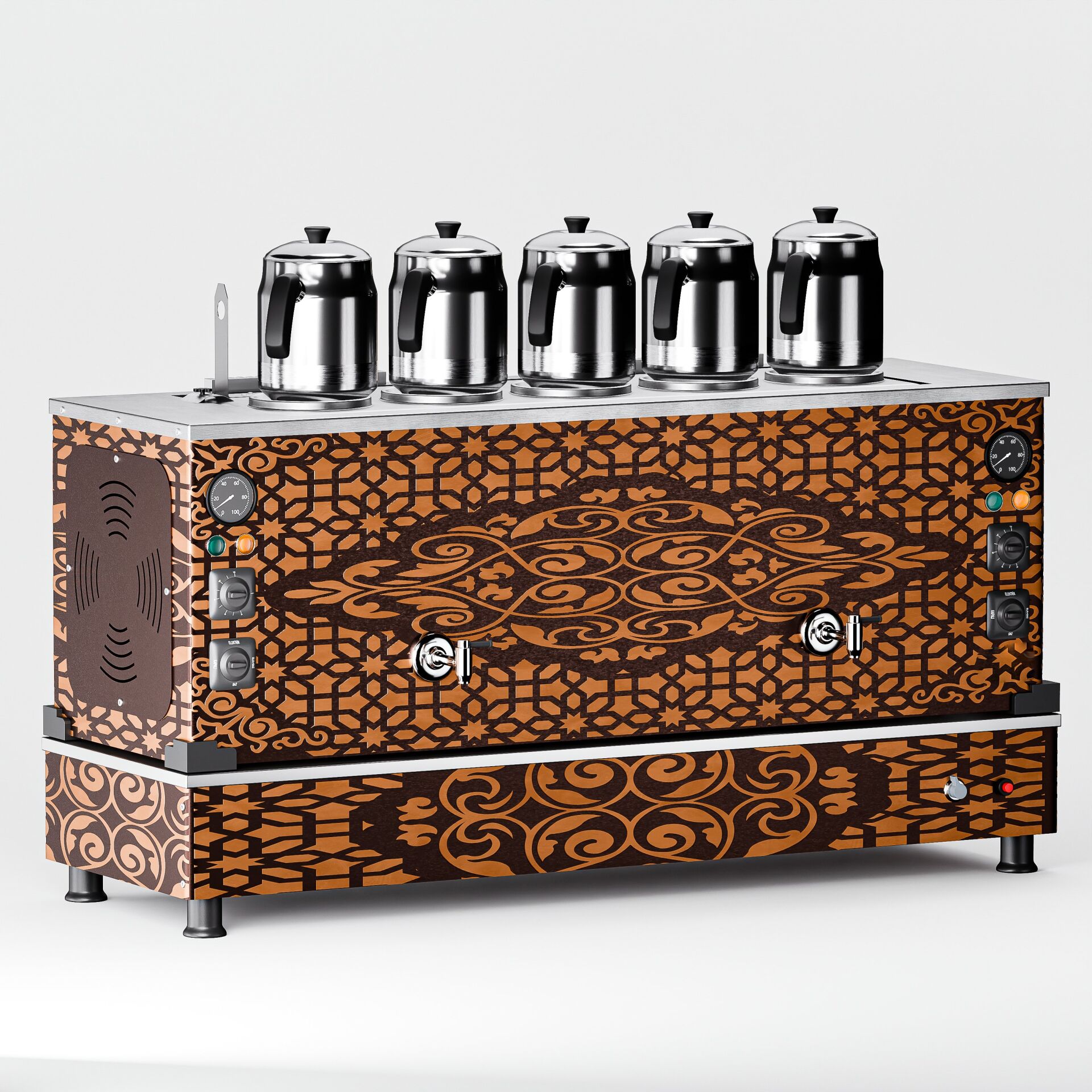 Zentra Bakır Pro Compact Hibrit Çay Makinesi / Kompakt Tasarım, Profesyonel Kullanım, Çift Enerji Esnekliği (APKO-5)