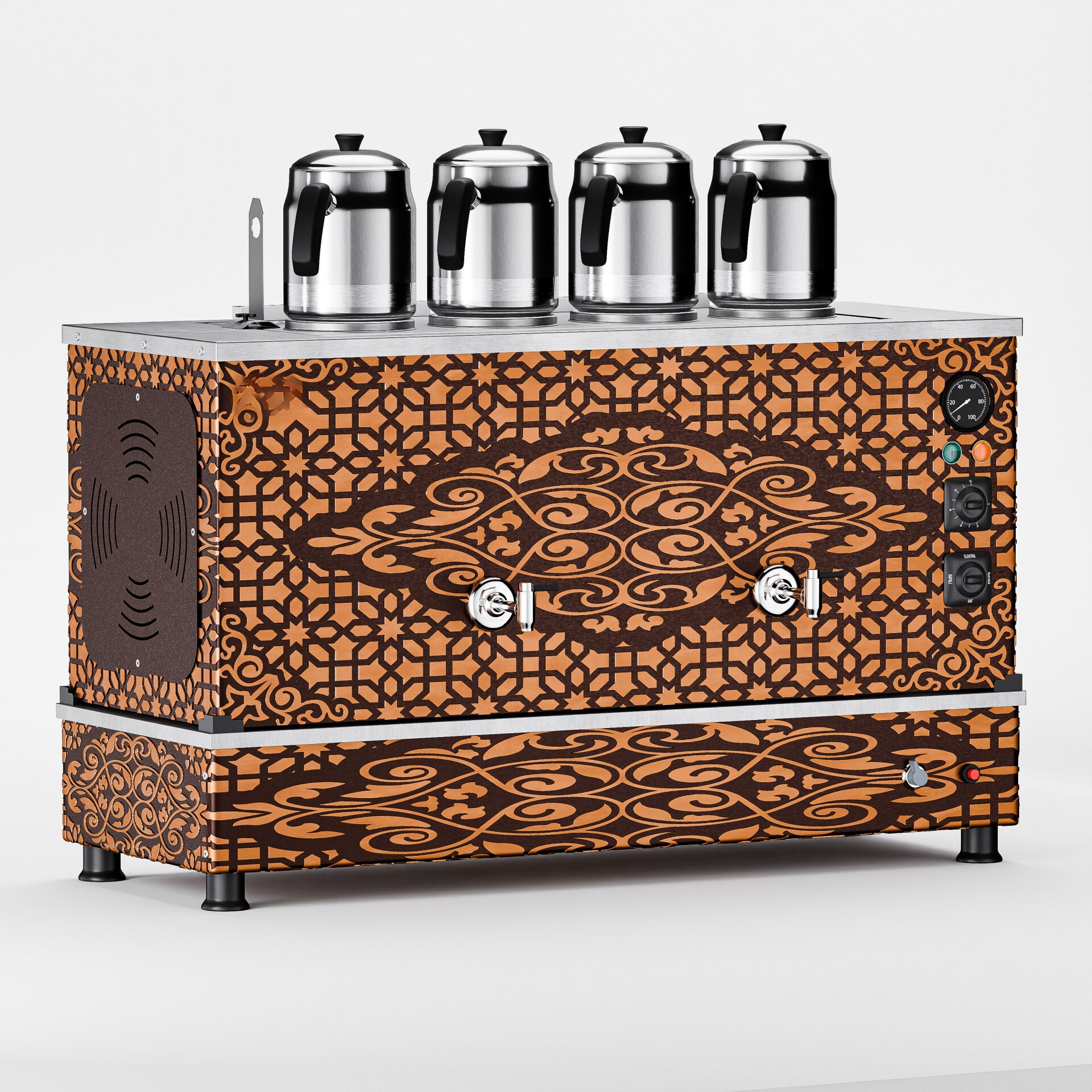 Zentra Bakır Pro Compact Hibrit Çay Makinesi / Kompakt Tasarım, Profesyonel Kullanım, Çift Enerji Esnekliği (APKO-4)