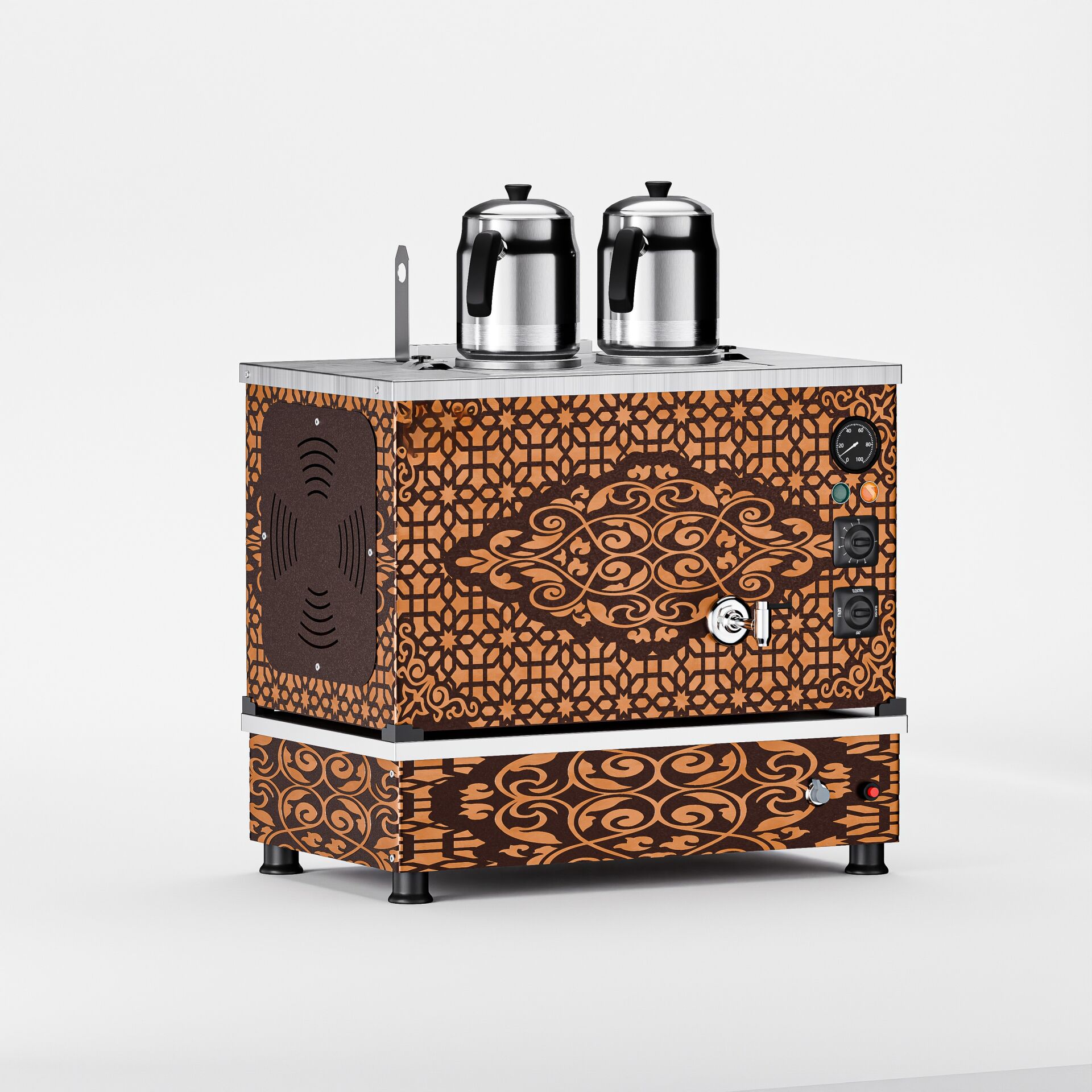 Zentra Bakır Pro Compact Hibrit Çay Makinesi / Kompakt Tasarım, Profesyonel Kullanım, Çift Enerji Esnekliği (APKO-2)