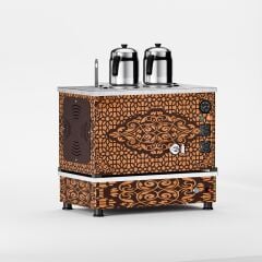 2 Demlikli Bakır Gazlı Elektrikli Çay Kazanı / Kompakt Model / Hibrit (APKO-2)
