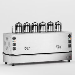 6 Demlikli İnox Gazlı Elektrikli Çay Kazanı / Kompakt Model / Hibrit (İPKO-6)