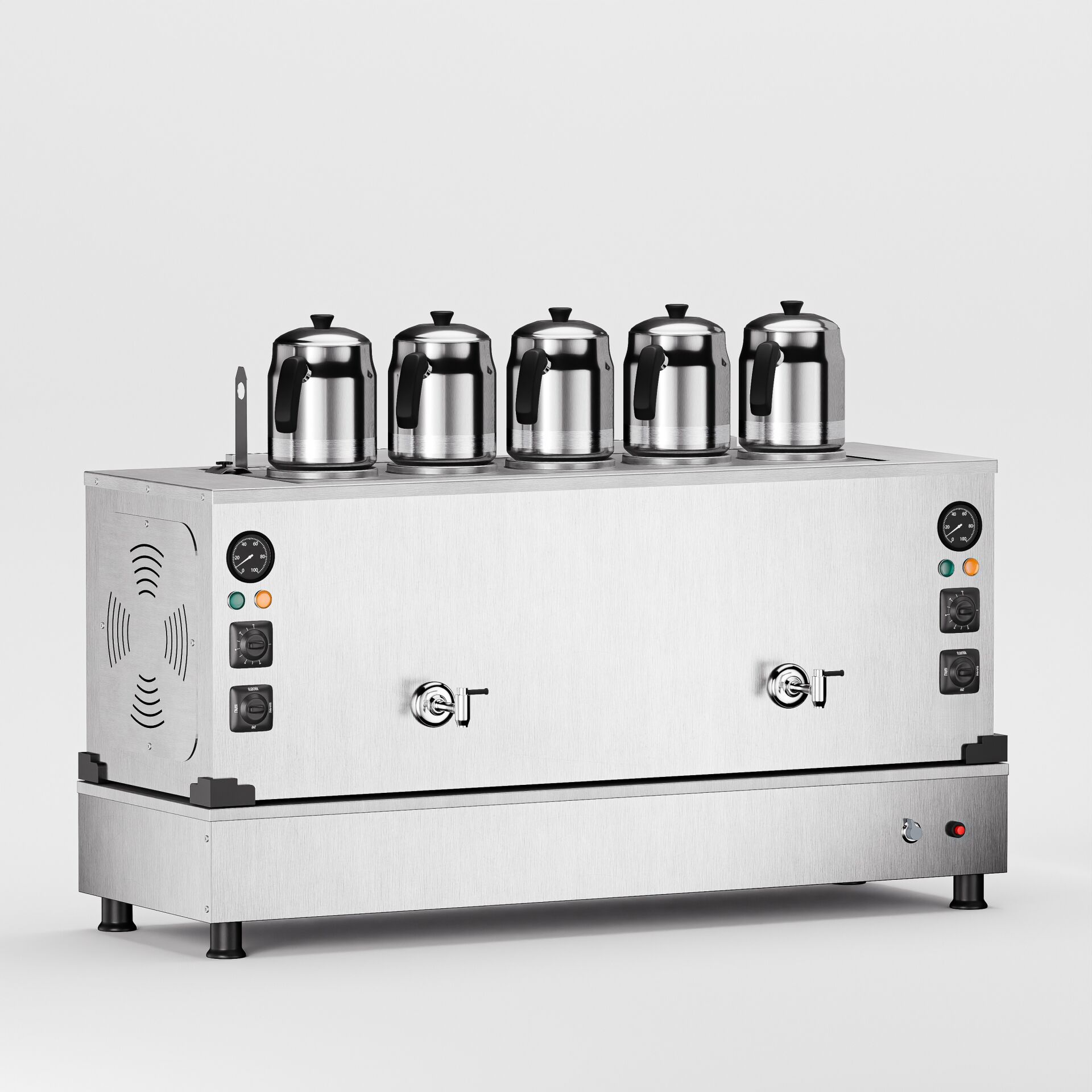 5 Demlikli İnox Gazlı Elektrikli Çay Kazanı / Kompakt Model / Hibrit (İPKO-5)