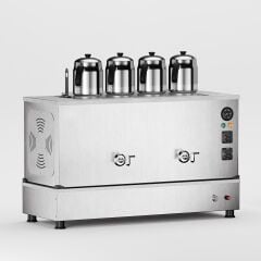 4 Demlikli İnox Gazlı Elektrikli Çay Kazanı / Kompakt Model / Hibrit (İPKO-4)