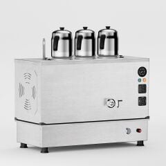3 Demlikli İnox Gazlı Elektrikli Çay Kazanı / Kompakt Model / Hibrit (İPKO-3)