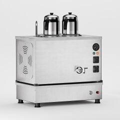 2 Demlikli İnox Gazlı Elektrikli Çay Kazanı / Kompakt Model / Hibrit (İPKO-2)