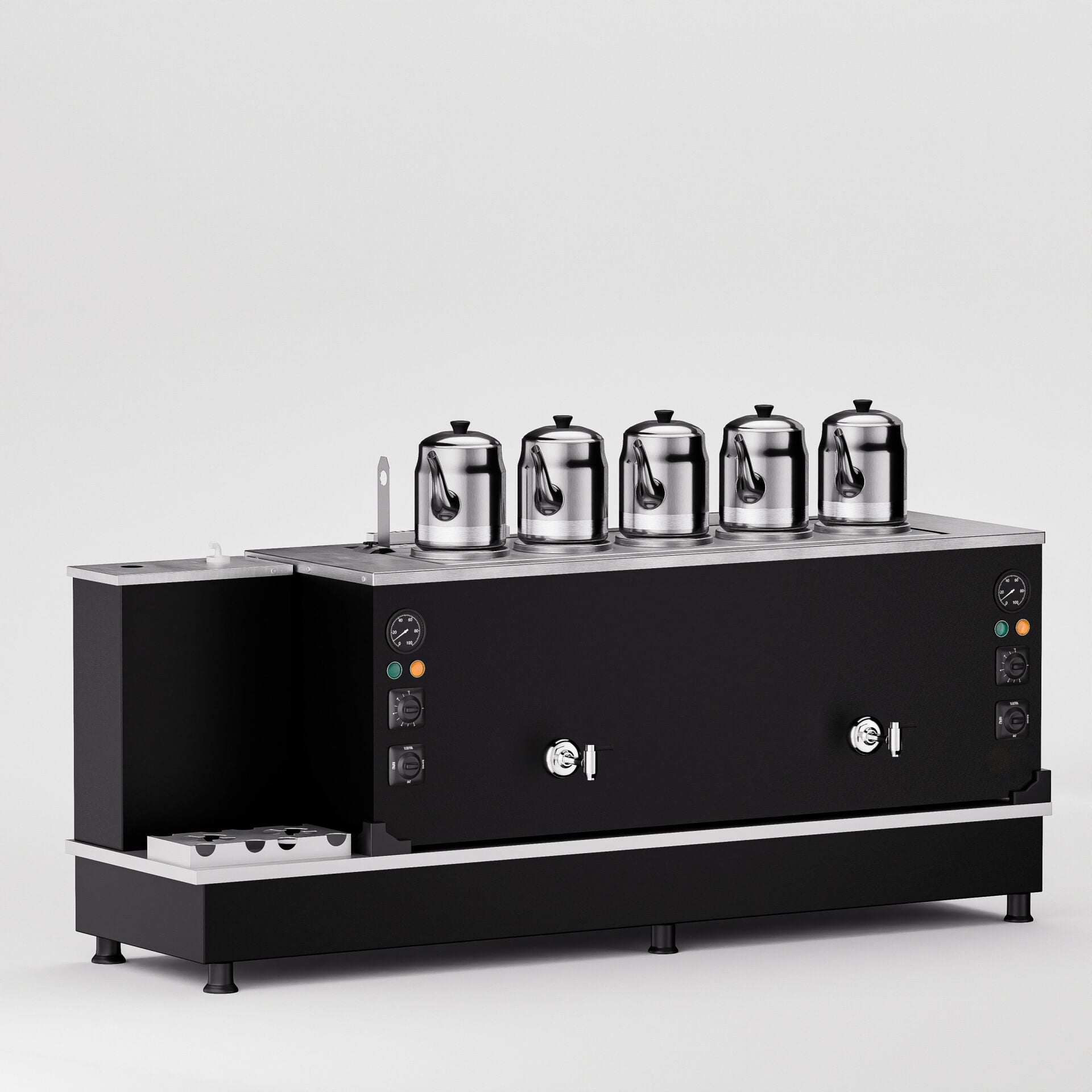 5 Demlikli Elektrostatik Boyalı Gazlı Elektrikli Çay Kazanı / Turbo Model / Hibrit (STFO5)