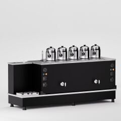 5 Demlikli Elektrostatik Boyalı Gazlı Elektrikli Çay Kazanı / Turbo Model / Hibrit (STFO5)
