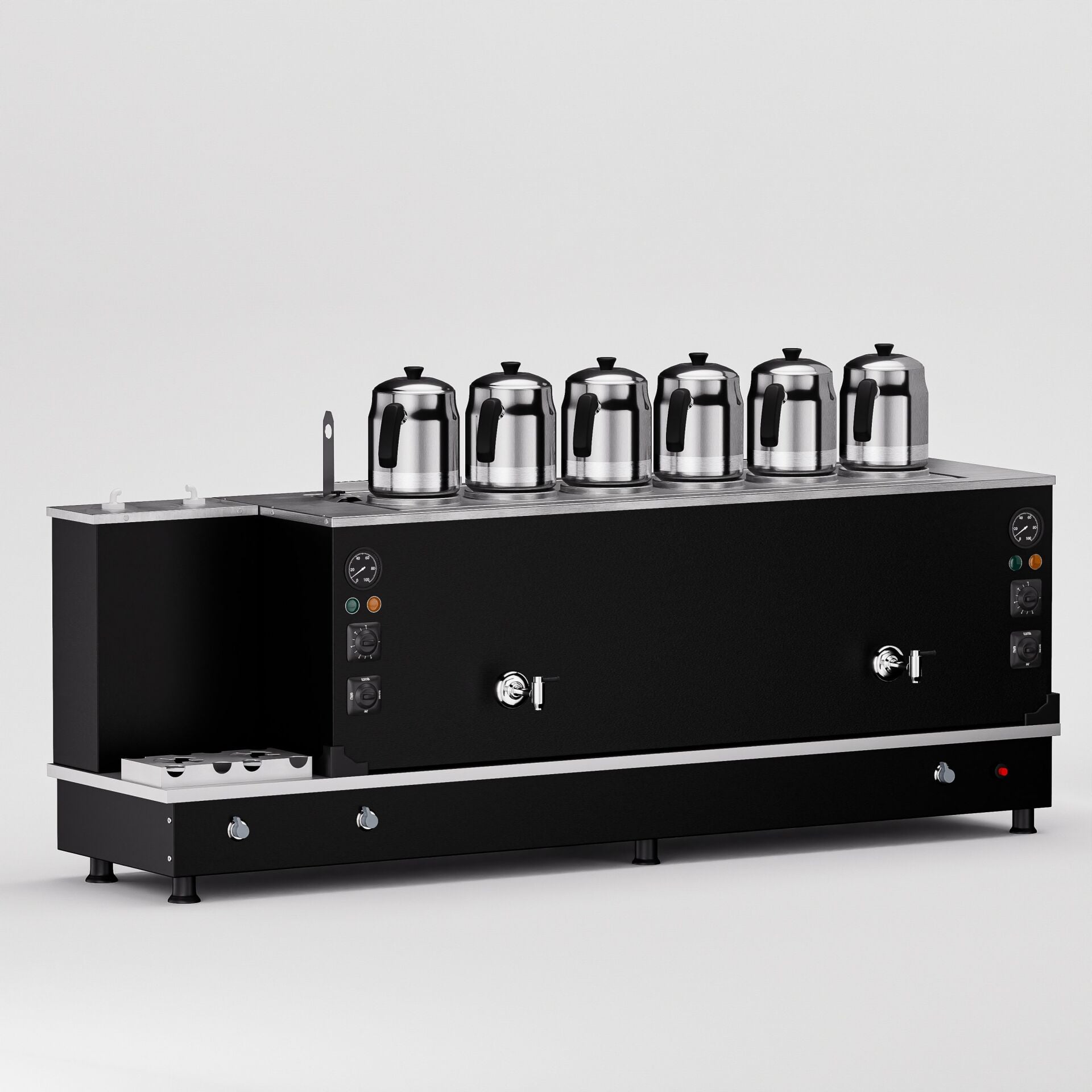 6 Demlikli Elektrostatik Boyalı Gazlı Elektrikli Çay Kazanı / Turbo Model / Hibrit (STFO6)
