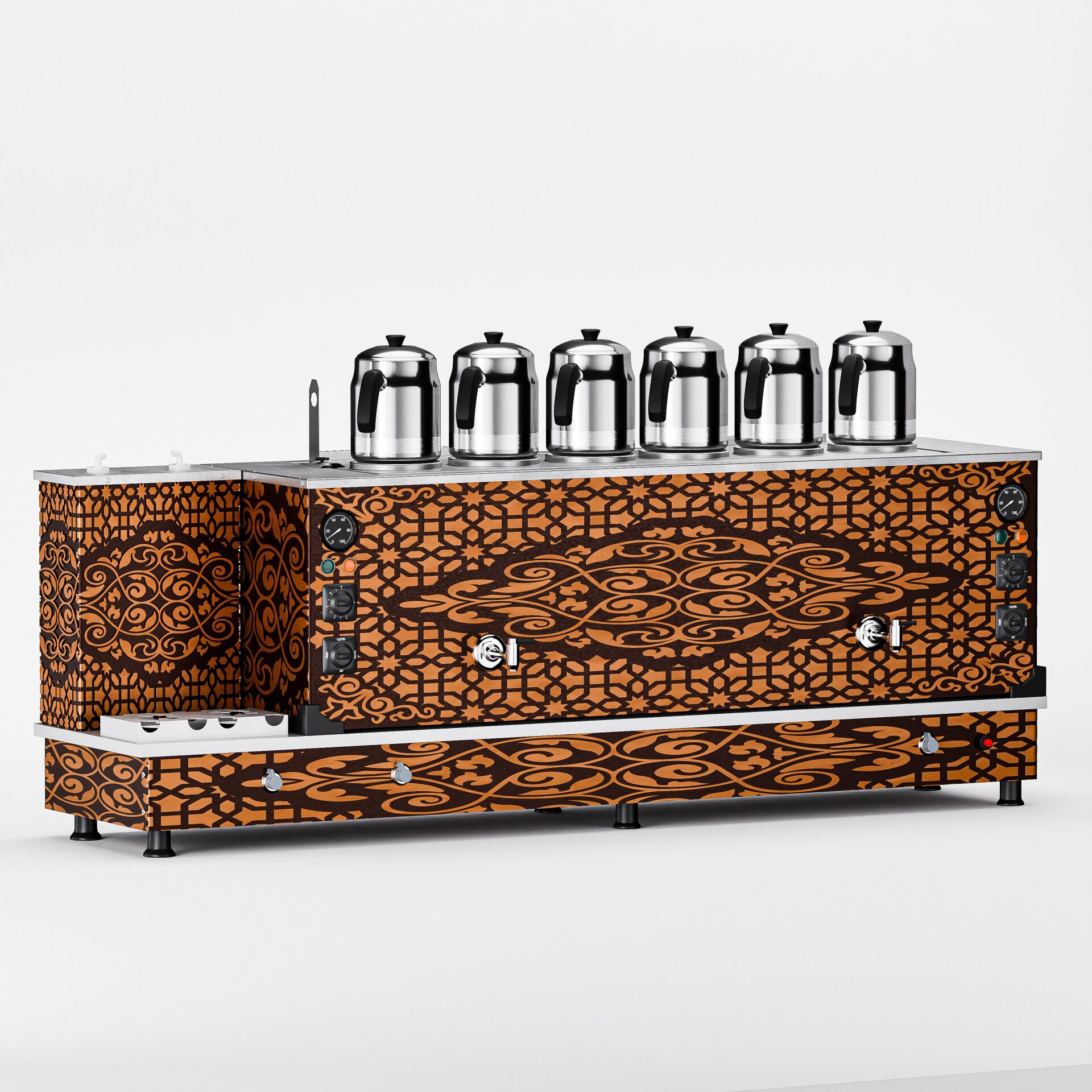 Zentra Bakır Turbo Hibrit Çay Makinesi / Profesyonel Kullanım, Çift Enerji Esnekliği (BTFO6)