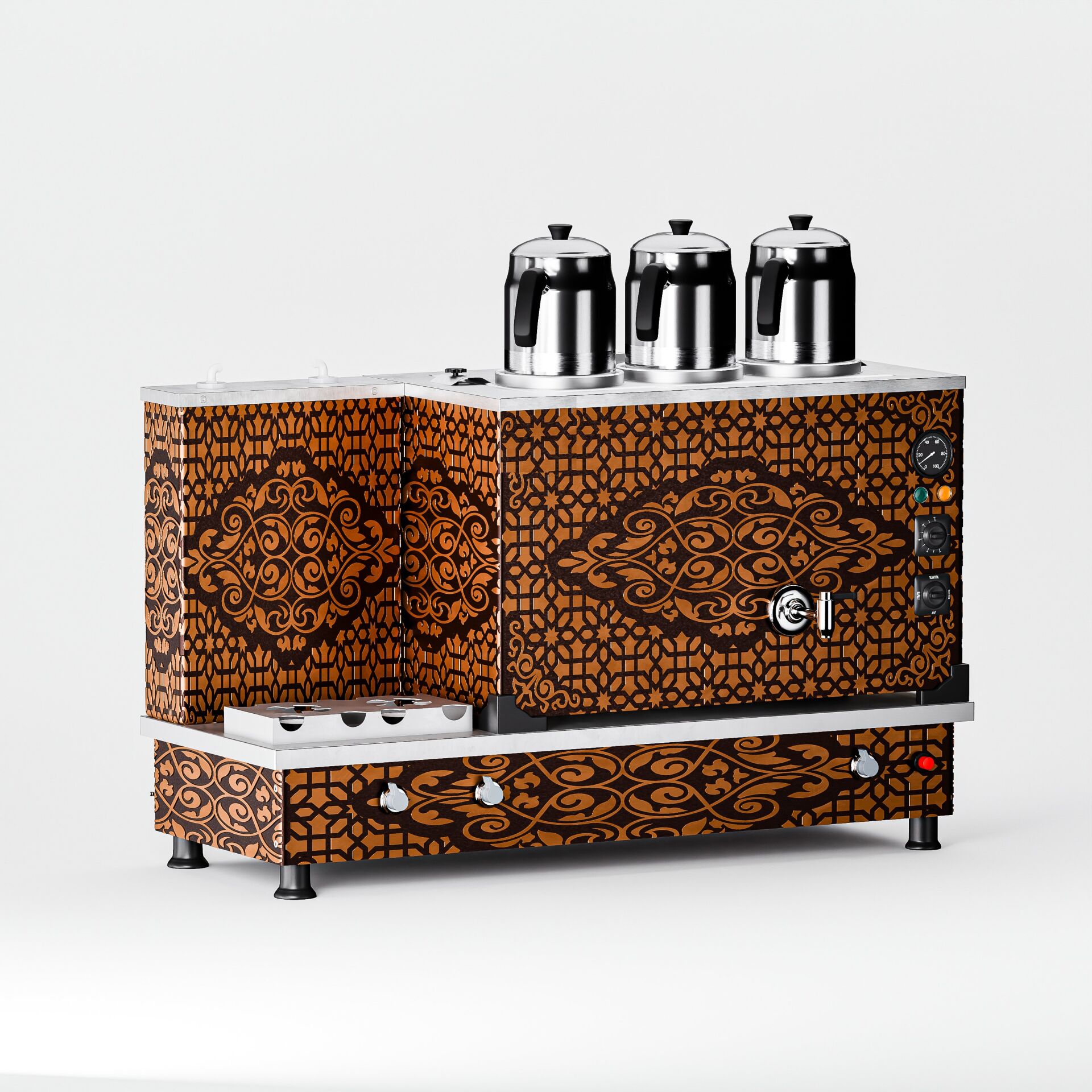 Zentra Bakır Turbo Hibrit Çay Makinesi / Profesyonel Kullanım, Çift Enerji Esnekliği (BTFO3)